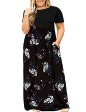 Load image into Gallery viewer, Kancystore Womens Plus Size Dresses Casual Summer Maxi Beach Floral Dress Black 1X

