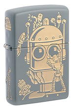 Load image into Gallery viewer, Zippo Robot Design Flat Grey Pocket Lighter
