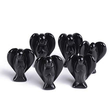 Load image into Gallery viewer, AMOYSTONE Angel Obsidian Gemstone Rock Crystals Pocket Guardian Angel Healing Statues 6PCS 1.5" Black

