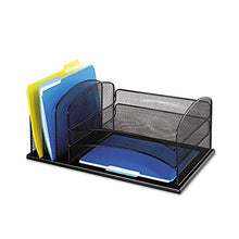 Load image into Gallery viewer, Safco Products Onyx Mesh 3 Sorter/3 Tray Desktop Organizer 3254BL, Black Powder Coat Finish, Durable Steel Mesh Construction

