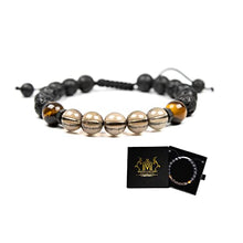Load image into Gallery viewer, Natural Smoky quartz bracelet with Tiger eye and Lava, Essential Oil diffuser Bracelet, for Men &amp; Women, stress and negative emotions relief, Natural Quartz Crystal, Protection Bracelet
