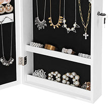 Load image into Gallery viewer, SONGMICS Lockable Jewelry Cabinet Armoire with Mirror, Wall-Mounted Space Saving Jewelry Storage Organizer, White UJJC51WT
