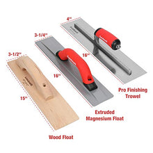 Load image into Gallery viewer, Goldblatt 8-Piece Masonry Hand Tool Set Includes Finishing Trowel, Gauging Trowel, Groover, Edger, Extruded Magnesium Float, Wood Float and Wire Twister, Organized in Tool Bag
