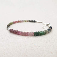 Load image into Gallery viewer, Watermelon Tourmaline Beaded Bracelets for Women Stackable Sterling Silver Birthstone Jewelry
