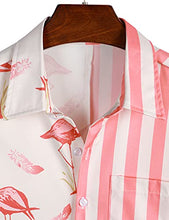 Load image into Gallery viewer, VATPAVE Mens Hawaiian Flamingo Shirts Casual Short Sleeve Button Down Shirt Summer Shirts X-Large Pink Flamingo Tropical
