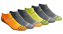 Load image into Gallery viewer, Saucony Men's Multi-Pack Mesh Ventilating Comfort Fit Performance No-Show Socks, Yellow Orange Charcoal Assorted (6 Pairs), Shoe Size: 6-9
