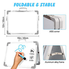 Load image into Gallery viewer, YONOY Small Dry Erase White Board, Portable White Board Double-Sided Magnetic Board Stand, Foldable Desktop White Boards Easel for Kids Students Teacher for School Home Kitchen Office 12x16 Inch

