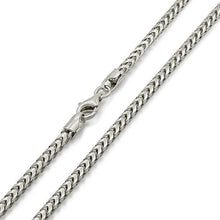 Load image into Gallery viewer, 925 Italian Sterling Silver 2.5mm Solid Franco Chain, FREE Microfiber Cloth, Rhodium Plated Square Box Link Necklace, Giorgio Bergamo (24)
