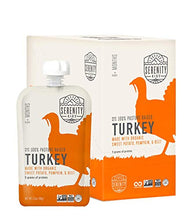 Load image into Gallery viewer, Serenity Kids 6+ Months Baby Food Pouches Puree Made With Ethically Sourced Meats &amp; Organic Veggies | 3.5 Ounce BPA-Free Pouch | Pasture Raised Turkey, Sweet Potato, Pumpkin, Beet | 12 Count
