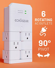 Load image into Gallery viewer, ECHOGEAR On-Wall Surge Protector with 6 Pivoting AC Outlets &amp; 1080 Joules of Surge Protection - Low Profile Design Installs Over Existing Outlets to Protect Your Gear (White)
