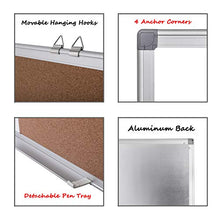 Load image into Gallery viewer, Magnetic Whiteboard and Cork Board Combination Board, Dry Erase Board Bulletin Combo Board for Home Office, Wall Mounted Message Memo Board with Markers, Eraser, Magnets, Push Pin, 36 x 24 Inches
