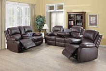 Load image into Gallery viewer, Lifestyle Furniture Luxurious Reclining Sofa Set, Bonded Leather Manual Recliner with Drop Down Table for Living Room, Home Theater, Brown, (3PCS)
