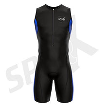 Load image into Gallery viewer, Sparx Men's Elite Triathlon Suit Trisuit SpeedSuit Skinsuit Swim-Bike-Run Triathlon Race Suit (Medium, Black/Blue)
