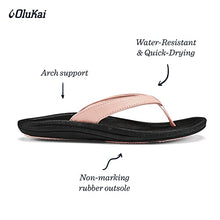 Load image into Gallery viewer, OluKai Kulapa Kai Women's Beach Sandals, Quick-Dry Flip-Flop, Water Resistant, Compression Molded Footbed &amp; Wet Grip Soles, Petal Pink/Black, 10
