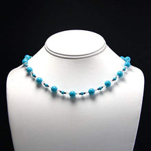 Load image into Gallery viewer, Accents Kingdom Women's Magnetic Hematite Fashion Necklace with Simulated Turquoise Round Bead, 18"
