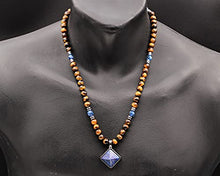 Load image into Gallery viewer, Natural Lapis Pendant Natural Lapis Hematite Tiger Eye Beaded Gemstone Necklace Best Friend Gift For Men Unisex Necklace Gift For Him
