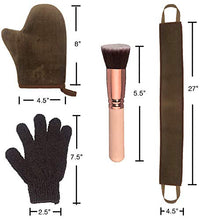 Load image into Gallery viewer, 4 Pack Self Tanning Mitt Applicator Kit, with Self Tanning Glove, Self Tan Back Applicator, Exfoliating Glove, Flat Top Self Face Tanner Brush, for Self Sunless Tan Fake Bake Tan (brown)
