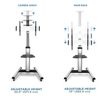 Load image into Gallery viewer, Mount-It! Mobile TV Stand for Flat Screen Televisions, Height Adjustable Rolling TV Cart for 32, 40, 50, 55, 60, 65 and 70 Inch Screens, 110 Pound Capacity
