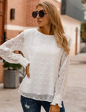 Load image into Gallery viewer, Blooming Jelly Womens Chiffon Blouses Elegant Lantern Long Sleeve Round Neck Top Pom Pom Shirt(Large, Wine Red)
