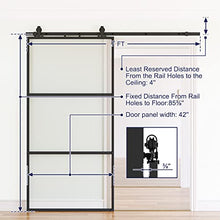 Load image into Gallery viewer, SMARTSTANDARD 42in x 84in Glass Sliding Barn Door with 7ft Top Mount Barn Door Hardware Kit &amp; Soft Close Mechanism, Interior Clear Tempered Glass Carbon Steel Frame, Easy to Assemble

