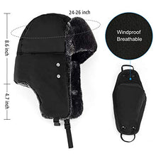Load image into Gallery viewer, Mysuntown Unisex Winter Trooper Trapper Hat Hunting Hat Ushanka Ear Flap Chin Strap and Windproof Mask,Black,22-24 Inches ,One Size Fits All
