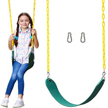 Load image into Gallery viewer, Jungle Gym Kingdom Outdoor Swing Seat Replacement - Pack of 1 Replacement Swings for Swingsets for Outside with Plastic Coated Chains and 2 Hooks, Playground Accessories, Green

