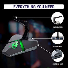Load image into Gallery viewer, KLIM Bungee Holder for Gaming Mouse - 3 x USB 3.0 Hub - Multi Functional Product - Backlit - Wired Mouse Cable Holder - [ New Version ]
