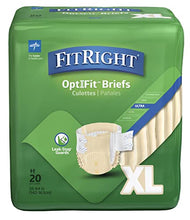 Load image into Gallery viewer, FitRight Ultra Adult Diapers, Disposable Incontinence Briefs with Tabs, Heavy Absorbency, X-Large, 57"-66", 4 packs of 20 (80 total)
