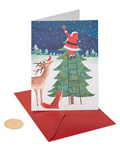 Load image into Gallery viewer, Papyrus Christmas Cards Boxed, Santa Reaching for a Holiday Star (14-Count)
