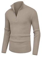 Load image into Gallery viewer, Sailwind Men's Soft Sweaters Quarter Zip Pullover Classic Ribbed Turtleneck Sweater for Men US Medium Khaki
