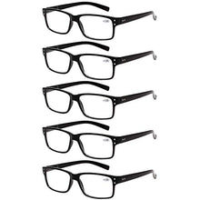 Load image into Gallery viewer, Reading Glasses 5 Pairs Quality Readers Spring Hinge Glasses for Reading for Men and Women (5 Pack Black, 2.50)
