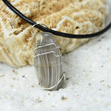 Load image into Gallery viewer, Custom Wire Wrapped Black Moonstone Pendant and Necklace - Choose Sterling Silver Chain or Leather Cord - Quantity of 1
