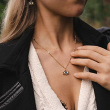 Load image into Gallery viewer, HOLZKERN Balance Necklace 24k Gold Necklace for Women Real Lapis Lazuli Crystal Necklace Jewelry Dainty Gold-Plated Necklace Stainless Steel Adjustable Length Pendant Cute Necklaces for Women Choker
