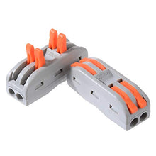 Load image into Gallery viewer, XHF Conductor Compact Connectors UL Certification Lever Connectors Nuts Electrical Connectors Wire Terminals for 2 Circuit Inline Splices 28-12 AWG (SPL-2, 10PCS)
