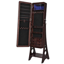 Load image into Gallery viewer, SONGMICS 8 LEDs Jewelry Cabinet Armoire with Beveled Edge Mirror, Gorgeous Jewelry Organizer Large Capacity Brown Patented UJJC89K

