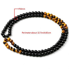 Load image into Gallery viewer, vivia Black Onyx Men's Tiger Eye Stone Bead Necklace Fashion Natural Stone Jewelry Handmade Gift
