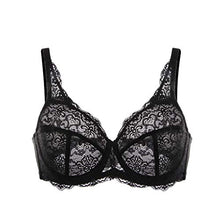 Load image into Gallery viewer, HSIA Underwire Minimizer Bra Women's Unlined Plus Size Bra Full Bust Sheer Bra Sexy Lace Unpadded Bra 34C-44DDD Black
