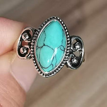 Load image into Gallery viewer, WANGYUSHENG Vintage Women's Silver Ring Marquise Cut Bohemia Turquoise Jewelry ，Chic Hand Made Jewelry Ring Wedding Ring Size 6-10 (US size 7)
