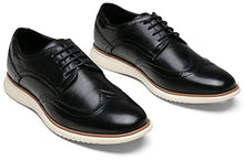 Load image into Gallery viewer, Jousen Men's Black Dress Shoes Brogue Lace Up Casual Dress Shoes for Men Wingtip Oxfords Shoes (AMY734 Black 10.5)
