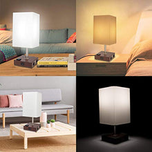 Load image into Gallery viewer, DEEPLITE Lamps for Bedrooms Set of 2, Bedside Lamp with USB Ports and AC Outlet, Modern Table Lamp for Nightstand, End/Side Table, Dresser, Office Desk, Wood Rustic Lamp for Living Room, Dorm Reading
