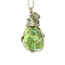 Load image into Gallery viewer, Raw Peridot Crystal Necklace - Wire-Wrapped Green Gemstone Pendant - Handmade August Birthstone Jewelry
