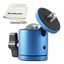 Load image into Gallery viewer, EXMAX 360 Degree Aluminum Alloy Body Rotating Swivel Mini Tripod Ball Head 1/4" Screw Thread Base Mount for Lighter DSLR Video Camera Camcorder Mini Projector LED Light Bracket Hiking HTC Vive (Blue)
