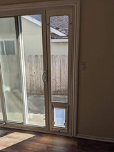 Load image into Gallery viewer, Dragon Pet Door for Vinyl Sliding Glass Doors Double Flap Medium Short (74.75" - 77.75") White
