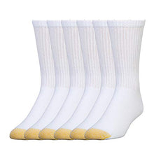 Load image into Gallery viewer, Gold Toe Men's 656S Cotton Crew Athletic Sock MultiPairs, White (6 pairs), Shoe Size: 6-12.5
