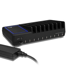 Load image into Gallery viewer, SIIG 90W Smart 10-Port USB Charging Station with Non-Slip Padded Deck and LED Ambient Light for Smartphones, Tablets, and Many Other Compatible USB Powered Devices (Black)
