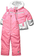 Load image into Gallery viewer, LONDON FOG Girls' Little Snowsuit with Snowbib and Puffer Jacket(Discontinued), Unicorn Rose Gold Foil, 6X
