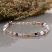 Load image into Gallery viewer, NirvanaIN Chocolate Moonstone Bracelet with Hematite Gemstone, Multi Stone Bracelet, Brown Beads Bracelet, Brown moonstone bracelet, gift for her
