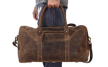 Load image into Gallery viewer, KomalC 24 Inch Leather Duffel Bags for Men and Women Full Grain Leather Travel Overnight Weekend Leather Bags Sports Gym Duffel for Men (Brown Distressed Tan)
