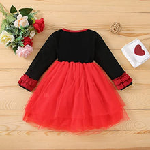 Load image into Gallery viewer, GUMEMO Kids Toddler Baby Girls Valentine's Day Dress Outfit Long Sleeve Princess Party Tutu Skirt Dress Playwear Clothes (4-5 Years, Black+Red)
