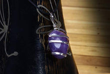 Load image into Gallery viewer, Raw Purple Amethyst Crystal Pendant Necklace –Focus Relax Concentrate Calm Natural Stress Aid Soothe Mind Emotions - Authentic Stone on Silver Plated 18" Chain Real Gemstone Chakra Healing Charm
